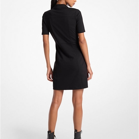MICHAEL Michael Kors Stretch Ponte Shirtdress In Black  Size Large - Picture 2 of 8